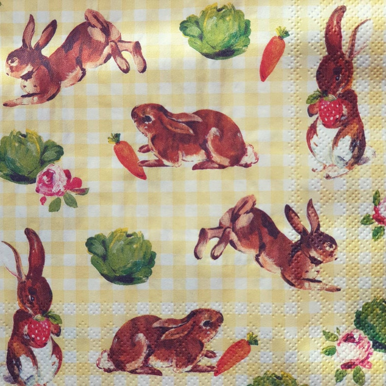 13 inch 4 single Easter Paper Napkins NEW Serviettes BUNNY /& LITTLE CHICKEN