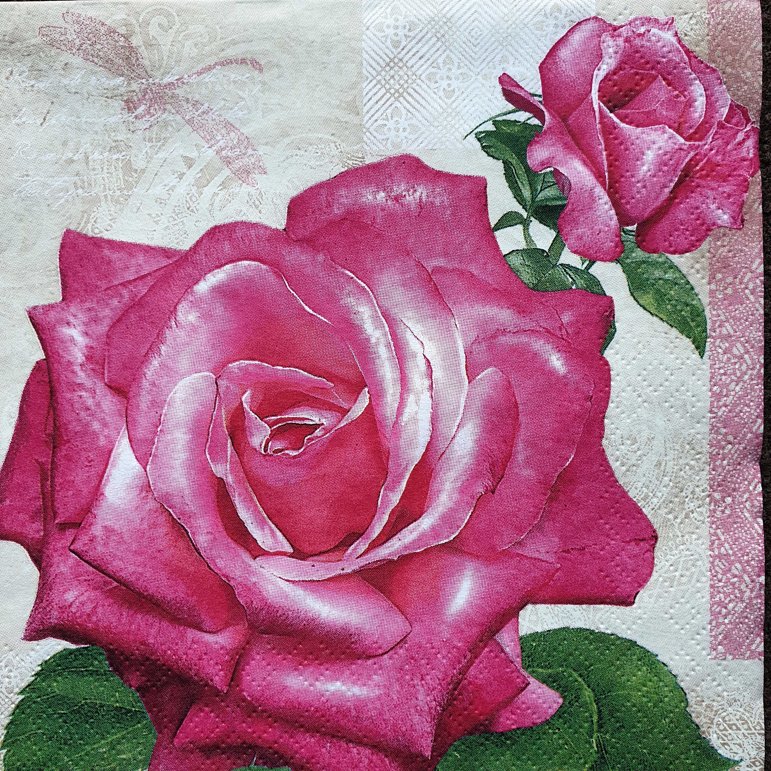 4x Paper Napkins for Decoupage Decopatch Craft Vintage Pink Roses