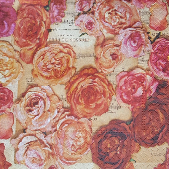 4x Paper Napkins for Decoupage Decopatch Craft Les Fleurs