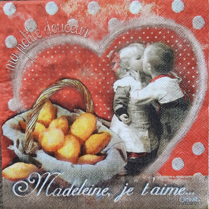4 Lunch Paper Napkins for Decoupage Craft Vintage Napkin Sweet Kiss Art