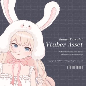 VTuber Asset : Rigged Bunny Ears Hat, Live2D asset, VTuber Item, Live2D Item, Live2D Asset, Vtuber Hair Accessories Asset, Vtuber Hat Asset