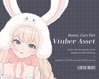 Rigged Bunny Ears Hat VTuber Asset: Live2D Item (Digital Download)