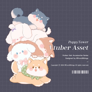 VTuber Asset : Rigged Puppy Tower, Live2D asset, VTuber Item, Live2D Item, Live2D Asset, Dog Vtuber Asset, Puppy Vtuber Asset