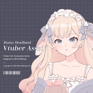 VTuber Asset : Rigged Bunny Headband, Live2D asset, VTuber Item, Live2D Item, Live2D Asset, Vtuber Hair Accessoris Asset