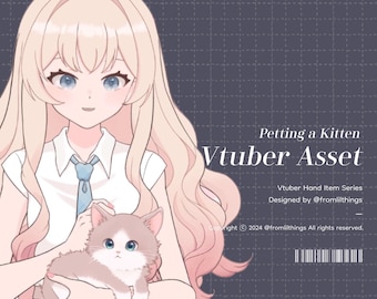 Rigged Petting Kitten VTuber Asset: Live2D Item (Digital Download)