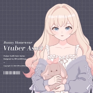 VTuber Asset : Rigged Bunny Homewear, Live2D asset, VTuber Item, Live2D Item, Live2D Asset, Vtuber Outfit Asset, Vtuber Plushie Asset
