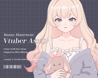 Rigged Bunny Homewear VTuber Asset: Live2D Item (Digital Download)