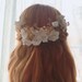 Wedding Flower Headpiece, Freshwater Pearl and Floral Hair Comb and Pin,Bridal Hair Comb, Wedding Twig hair comb, Gold Leaves, Flower