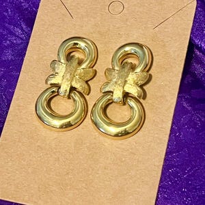 Vintage 1980’s Givenchy Dual-Textured Gold Door-Knocker Earrings (Signed)
