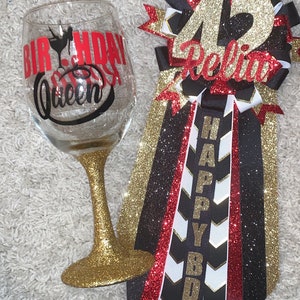 Birthday pin and glass set