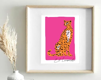 El Leopardo, Leopard Colourful Illustration Print
