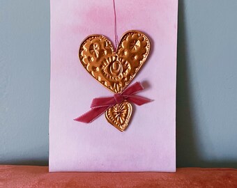 Hand embossed valentines keepsake card