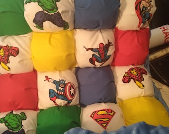 Superheroes,Batman,Spiderman,hulk,bubble quilt,baby blanket,crib blanket,baby quilt,boys blanket,