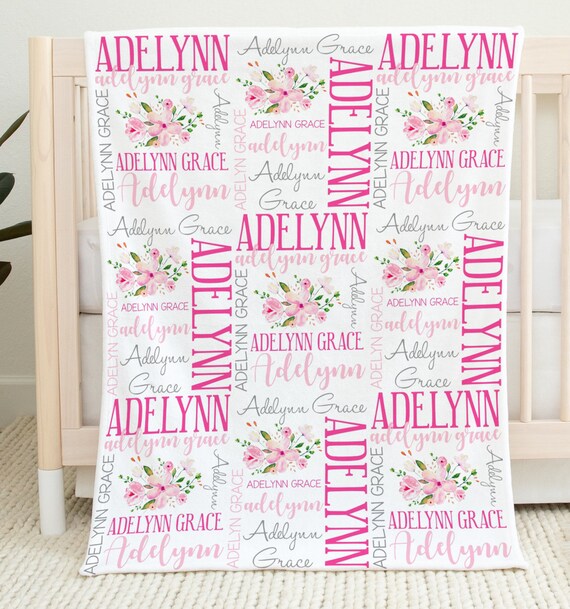 Personalized Baby Blanket Baby Girl Baby Name Blanket Etsy