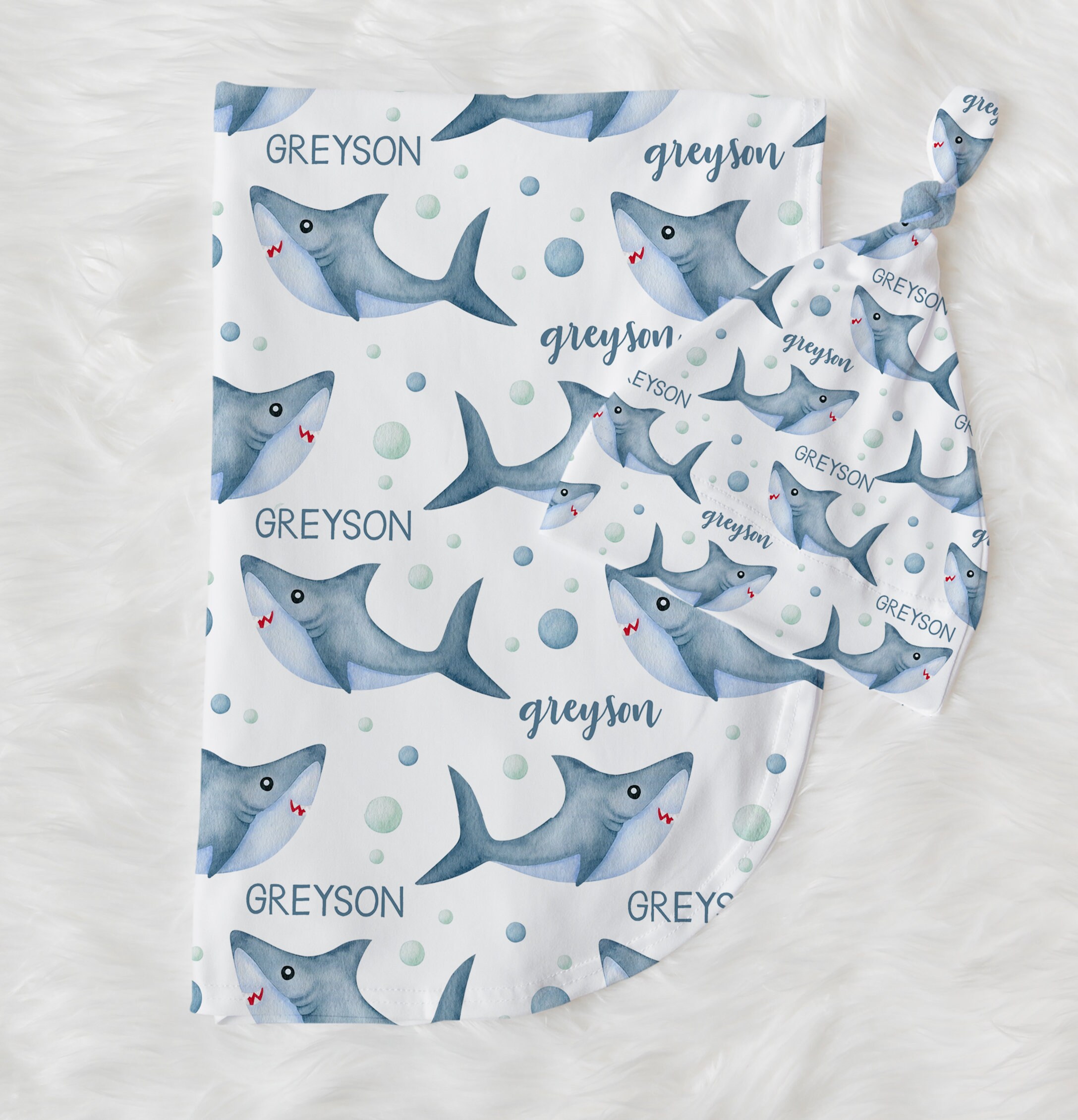 Personalized Baby Blanket Sharks Baby Boy Name Blanket Sea Etsy