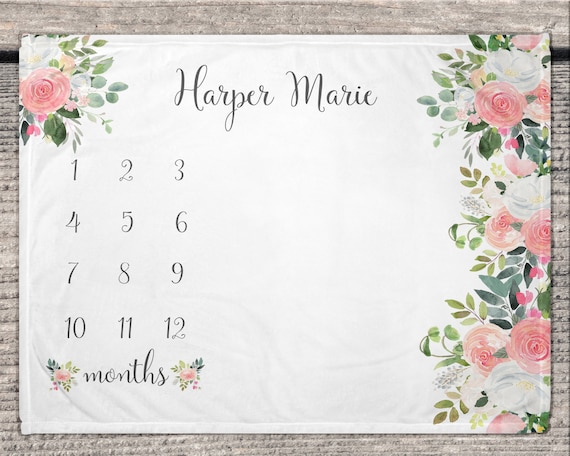 baby girl milestone blanket