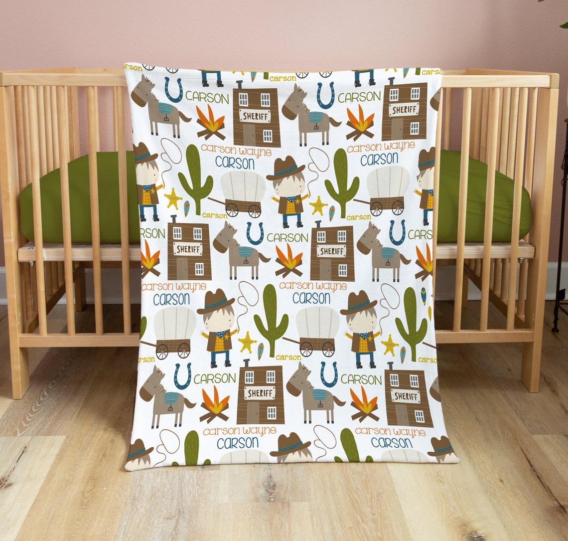 Personalized Baby Blanket Cowboys Western Baby Boy Swaddle Etsy