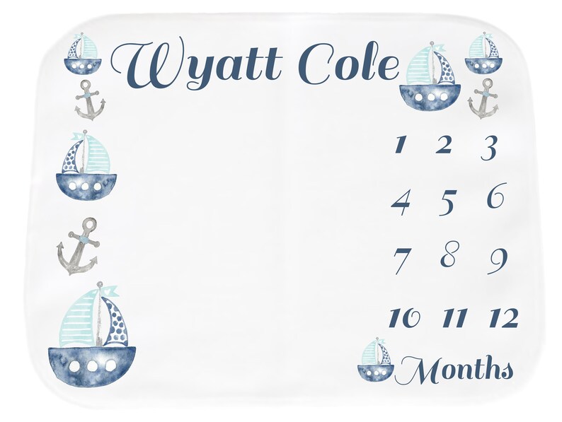Nautical Milestone Blanket Baby Milestone Blanket Sailboat Etsy