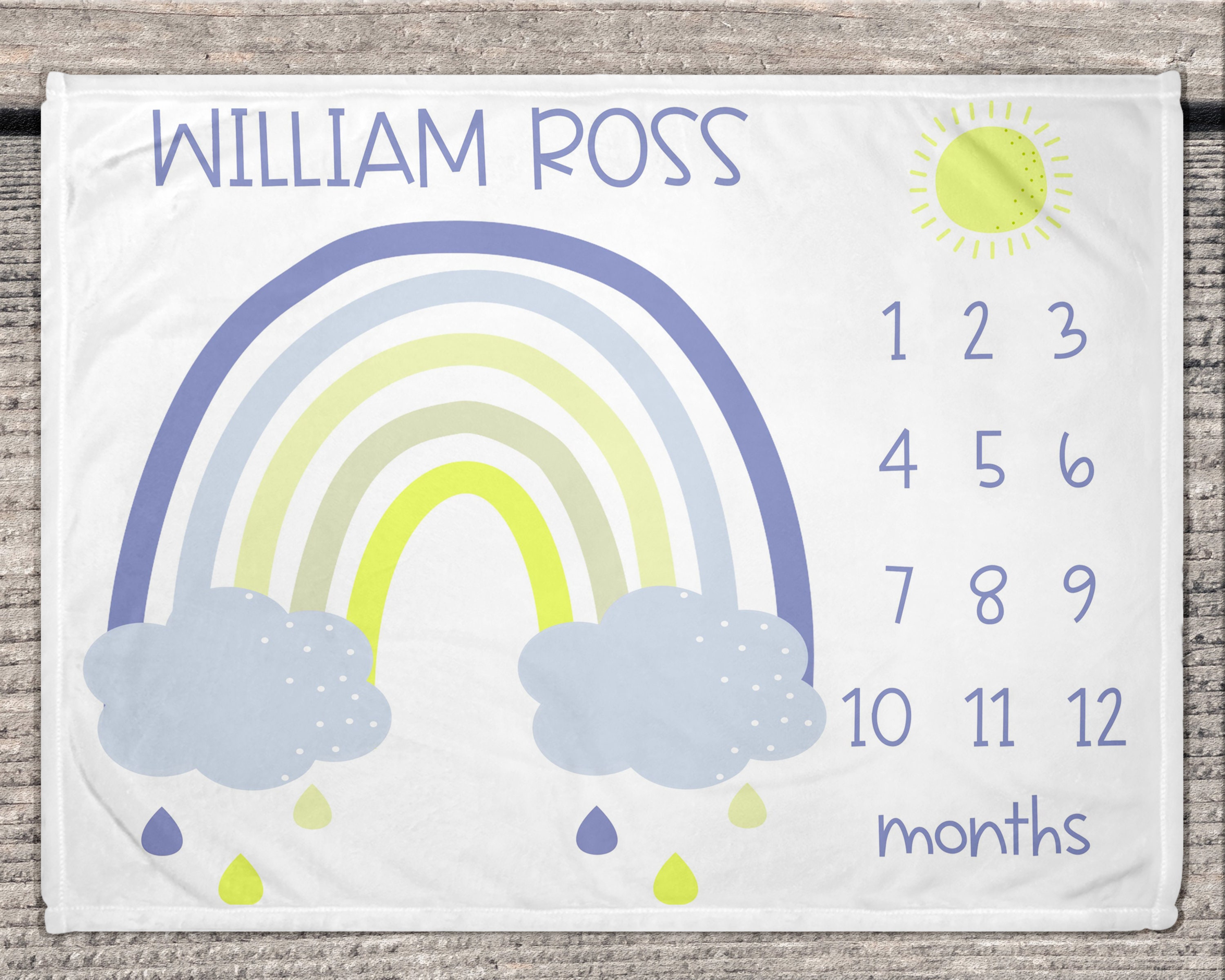 Rainbow Baby Milestone Blanket Boy Monthly Growth Track Etsy