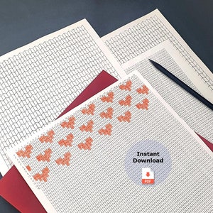 Druckbare Stricken Millimeter Papier | Stickmuster Vorlage | Farbarbeit Design | Jacquardstoff | Druckbares Millimeterpapier für Strickerinnen 4-in-1