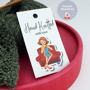 Druckbare Strick Geschenkanhänger PDF | Garn Projekt Etiketten für handgemachte Elemente | DIY Labels für handgemachte Gegenstände