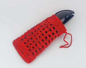 Sunglasses case, Cotton phone bag, drawstring bag, handmade phone pocket, Phone Holder, Cotton Crochet Phone case, Mini bag for sunglasses