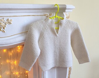 Baby sweater, White sweater for baby, Knitted toddler sweater, Cozy sweater, Gifts for Kids, Merino sweater for toddler