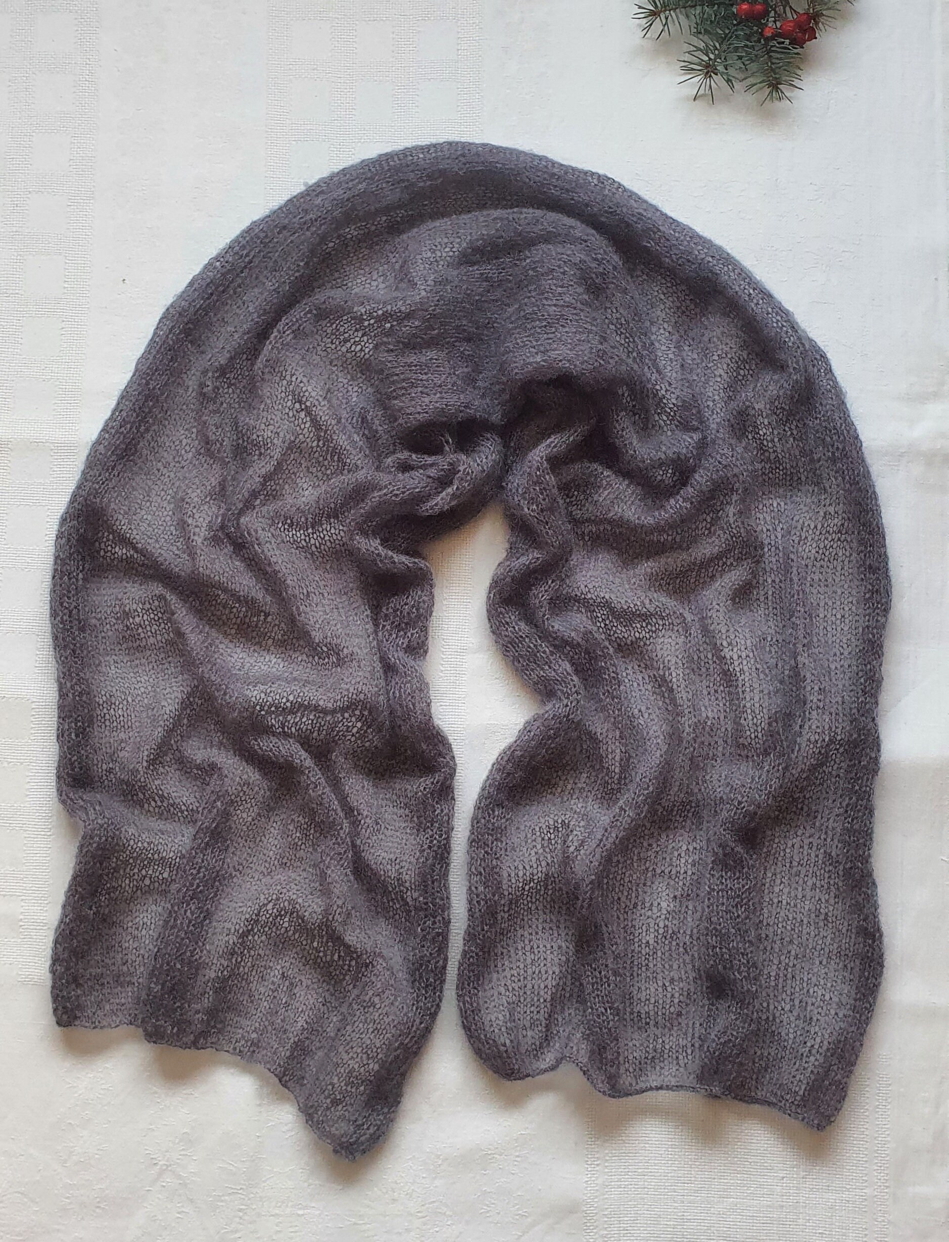 Knitted Mohair Scarf. Wedding Wrap. Shawl Dark Gray - Etsy