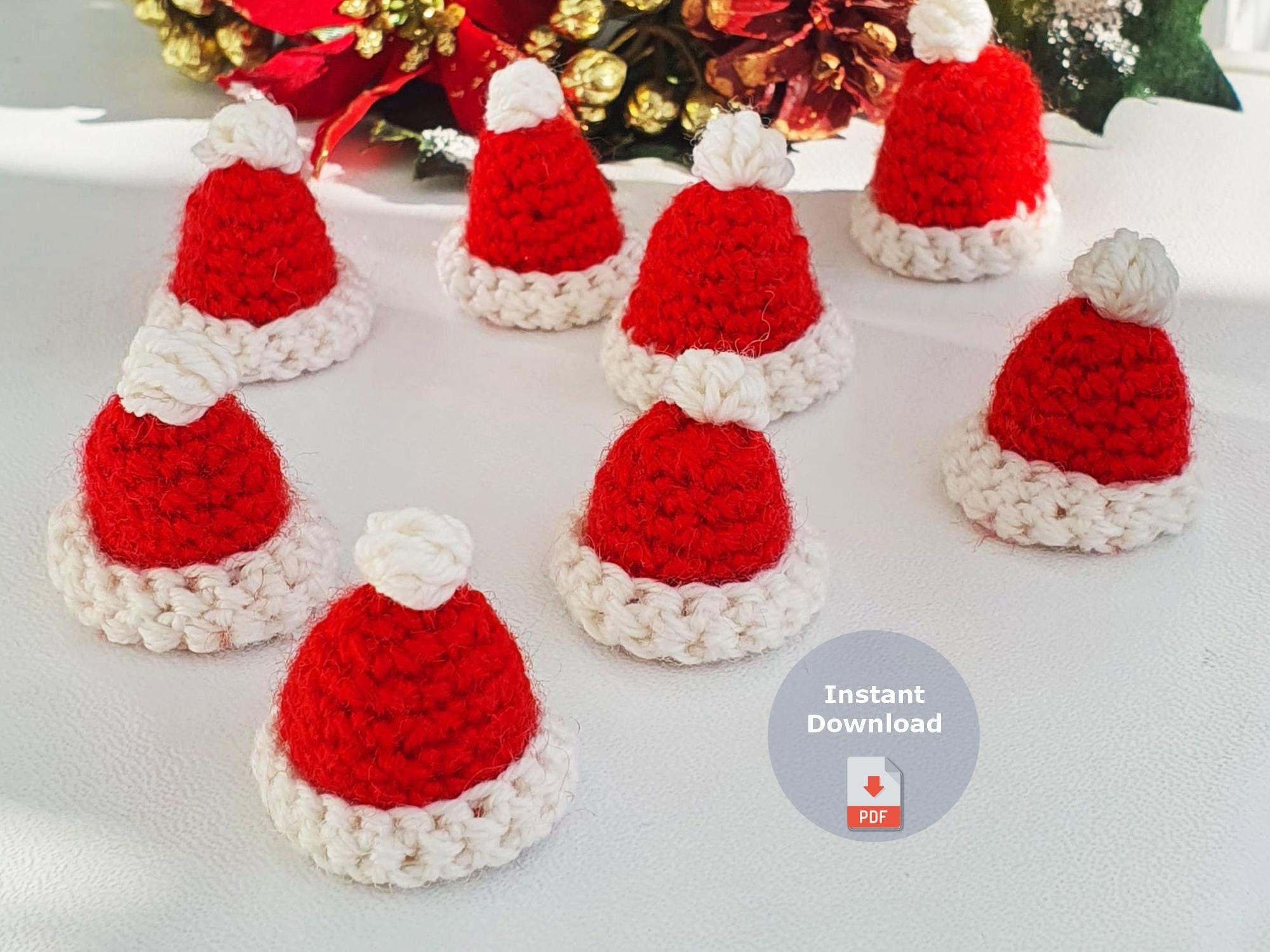 OFFSCH Lot De 20 Mini Bonnets Tricotés En Tricot Avec Bonnet De Père Noël, Bonhomme De Neige, écharpe, Fournitures De Fête De Noël