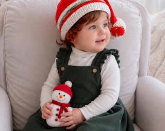 Modello per cappellino di Babbo Natale per neonati da lavorare a maglia / Berretto natalizio per neonati