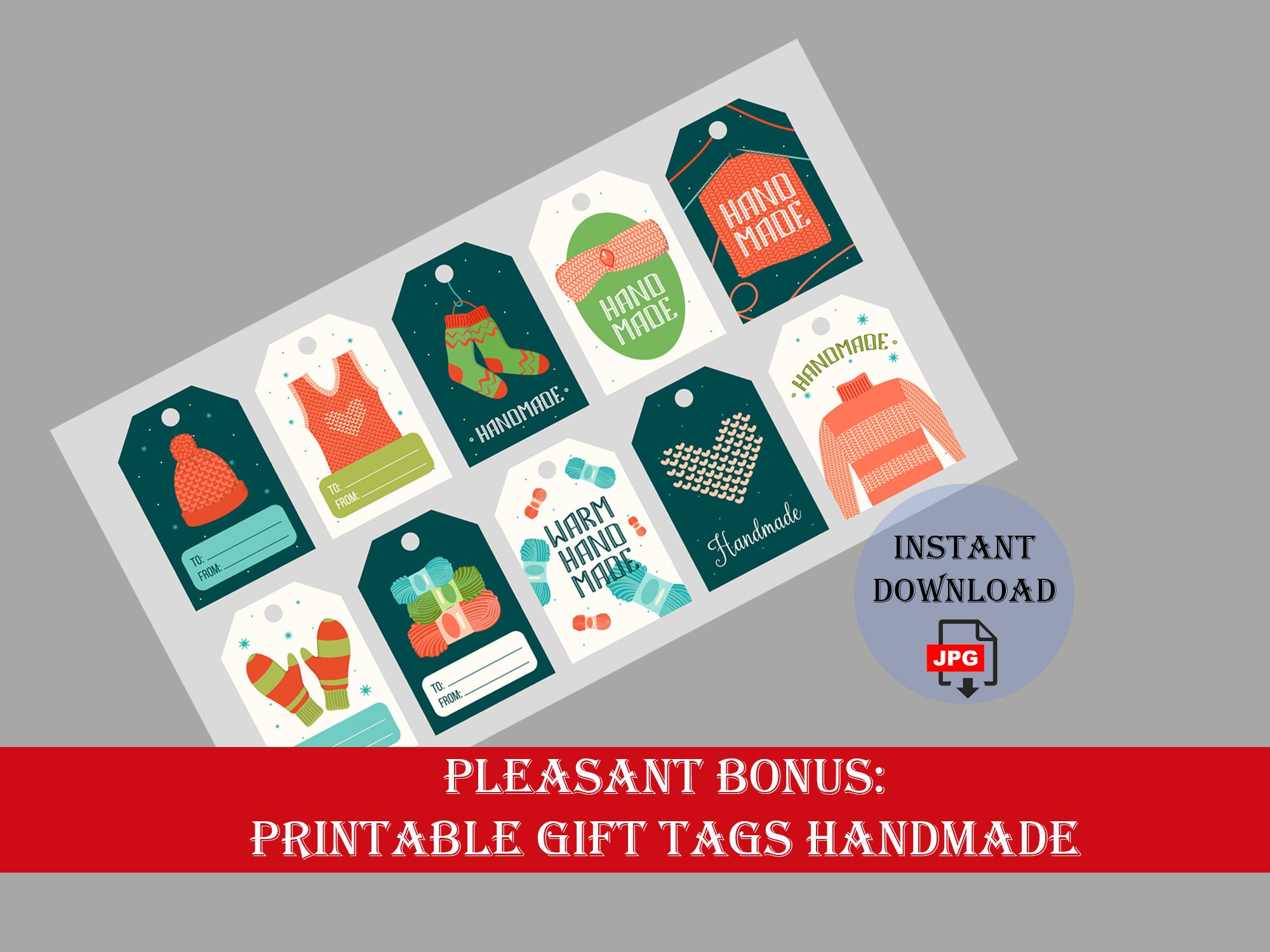 Printable Gift Tags. Knit With Love Labels. Hang Tags for Handmade ...