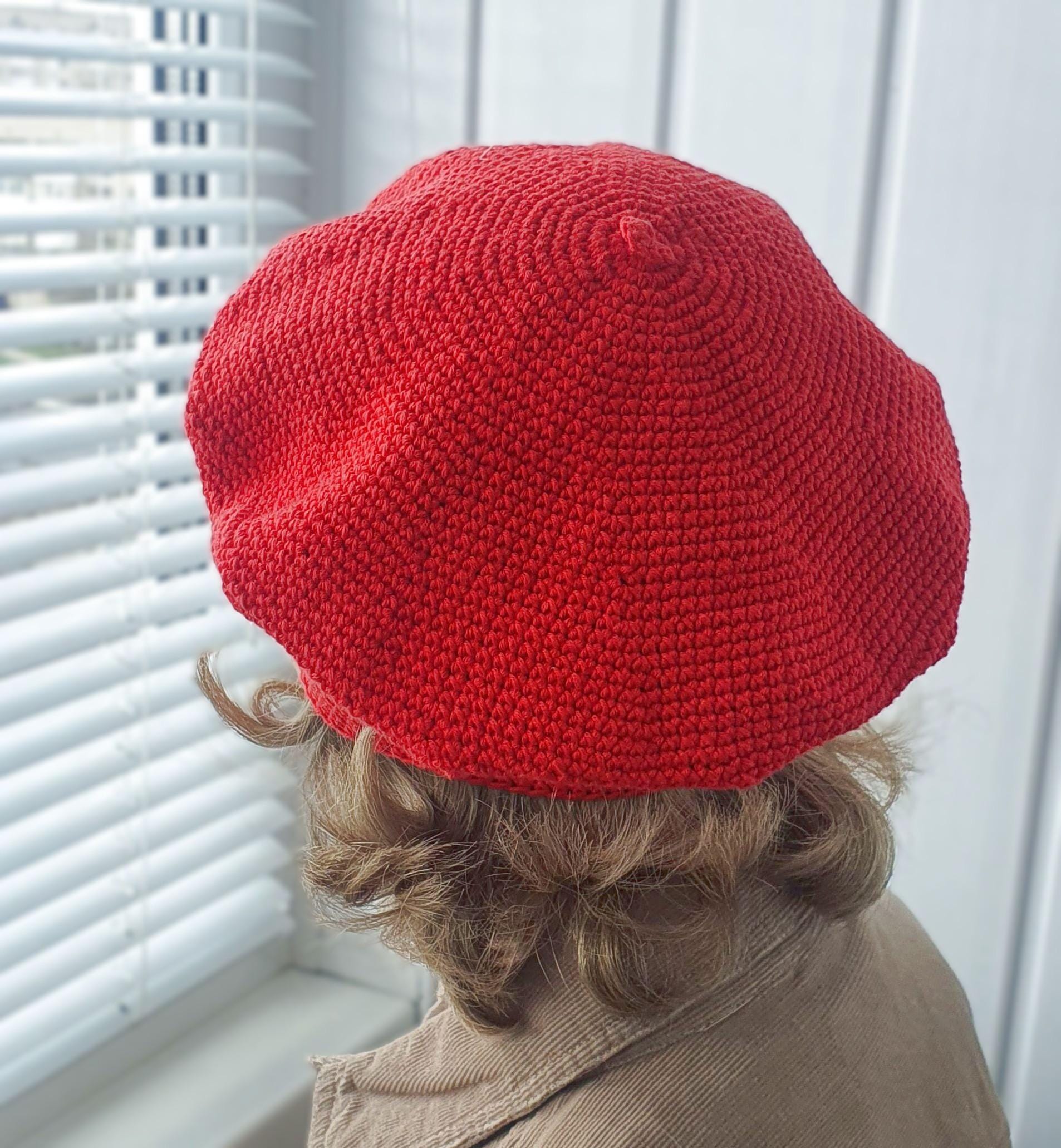 3822 Womens Mens French Beret Hat- Hand Knit 100% Cotton Crochet Caps Women Summer Crochet Beret Hats Soft Slouchy Sun Cap Knit  main image 2