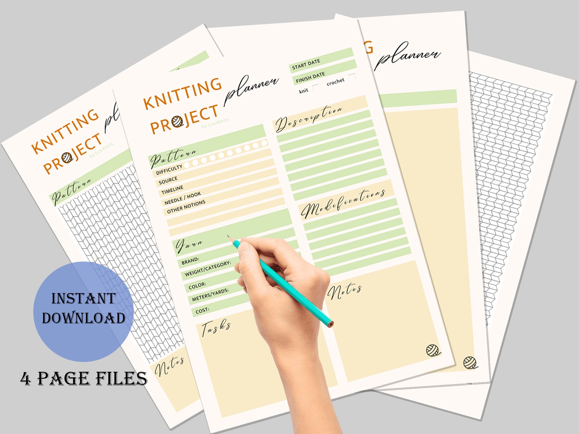 Knitting Project Planner. Knitting Journal Template With Graph Paper ...