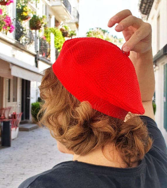 Crochet Knit Beret Hat Ladies Crochet Hat Oversized Slouchy Beret