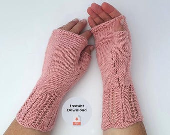 Fingerless Gloves Knitting Pattern | Seamless Wrist Warmers PDF | Easy Mittens Design