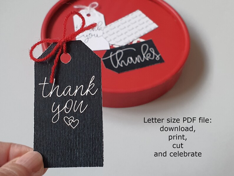 Printable Gift Tags. Thank You Tag. Black and White Favor Tags - Etsy