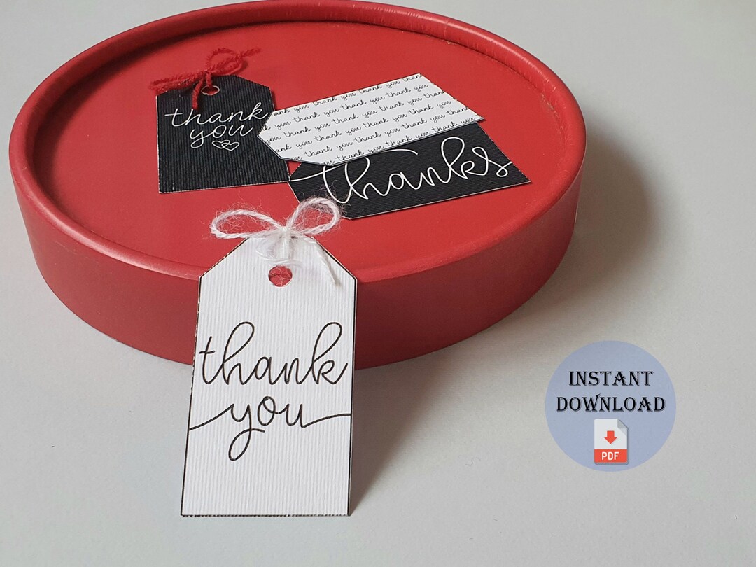 Printable Gift Tags. Thank You Tag. Black and White Favor Tags - Etsy