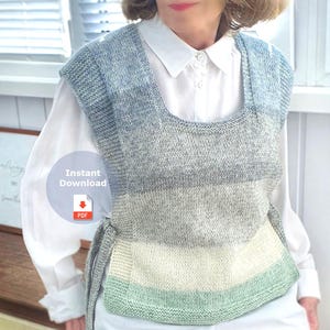 Knitting Pattern Vest with Ties | Beginner Knit Sweater Vest | Sleeveless Wool Slipover PDF Pattern