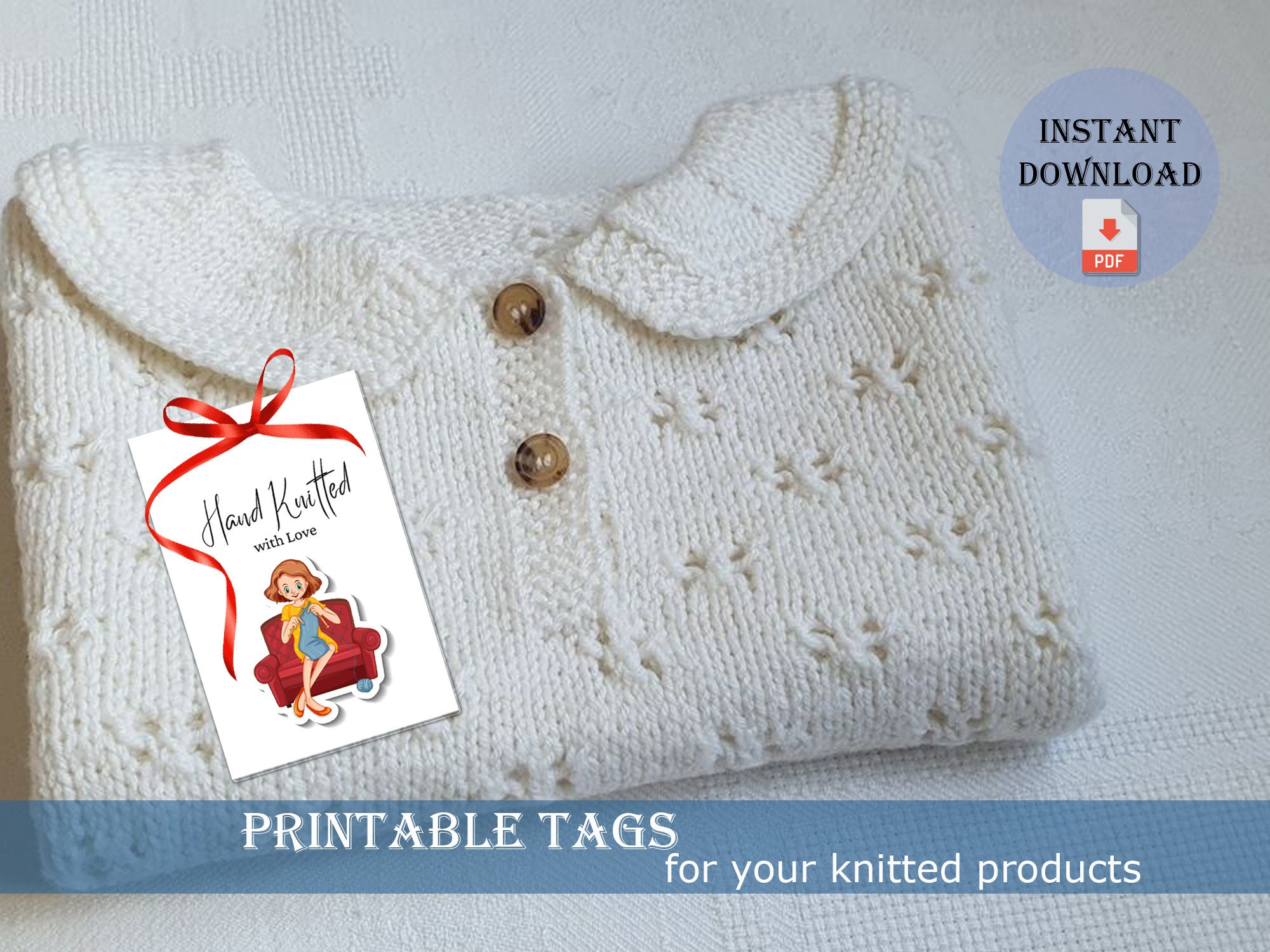 Printable Gift Tags. Knit With Love Labels. Hang Tags for Handmade ...
