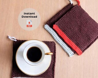Knitted Coaster Pattern | Mug Rug Knitting Design | Coffee Mat | Beginner Kitchen Decor