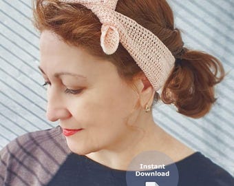 Padrão de lenço de cabelo de crochê | Faixa de cabelo, gola e elástico de cabelo 3 em 1 | Ideal para iniciantes