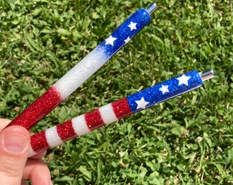 Personalized Glitter Inkjoy Gel Pen, Red, White, and Blue Gel Pens, American Flag, Refillable