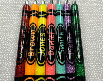 Personalized Teacher Crayon Glitter Pen, Papermate Inkjoy Gel, Refillable, Teacher Appreciation Gift