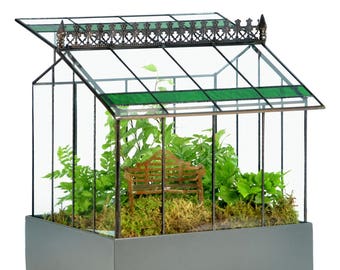 H Potter Terrarium Green Glass Accent - Indoor Planter Wardian Case, Glasshouse Plant Container Garden, Square Greenhouse, Unique Gift