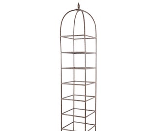 H Potter Garden Trellis 8.5 Foot Tall Obelisk, Iron Large For Climbing Plants, Metal Vertical Yard Art, Backyard Gift - Roses & Clematis