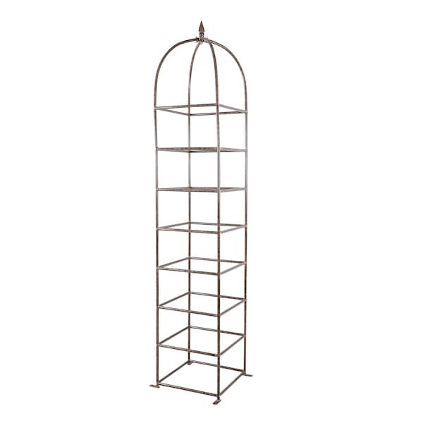 H Potter Garden Trellis 8.5 Foot Tall Obelisk, Iron Large For Climbing Plants, Metal Vertical Yard Art, Backyard Gift - Roses & Clematis