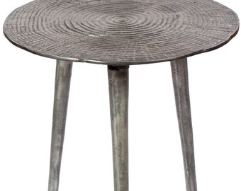 H Potter Silver Side Table End Table - Round Outdoor Indoor - Pewter Color for Porch Patio Deck Entryway Living Room, Small Spaces