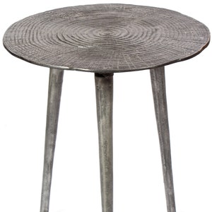 H Potter Silver Side Table End Table - Round Outdoor Indoor - Pewter Color for Porch Patio Deck Entryway Living Room, Small Spaces