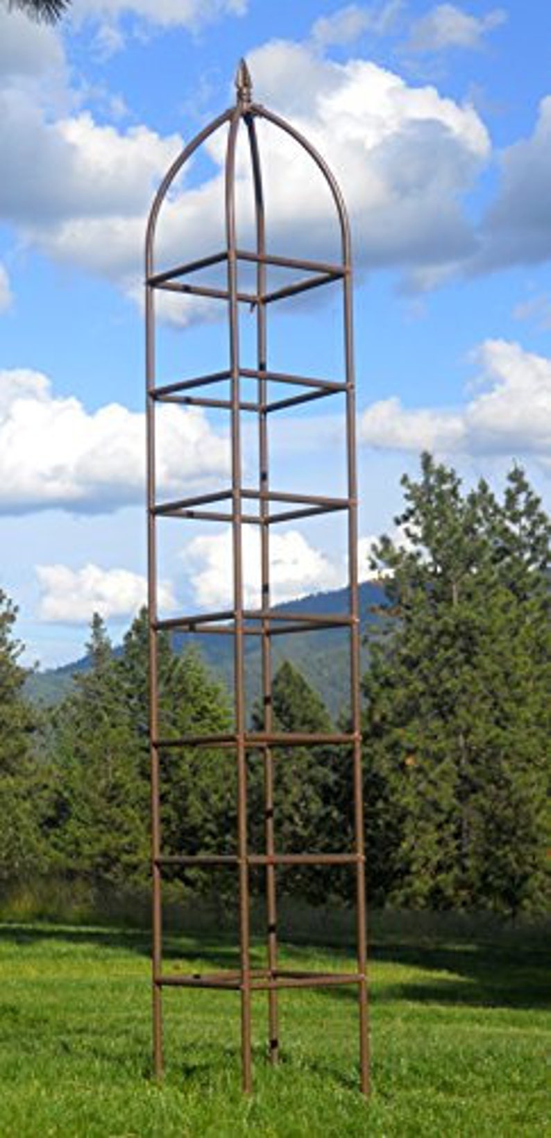 H Potter Garden Trellis 8.5 Foot Tall Obelisk, Iron Large For Climbing Plants, Metal Vertical Yard Art, Backyard Gift Roses & Clematis image 2