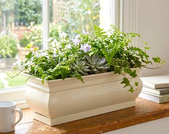 H Potter Planter Box Rectangular Planter Pot Succulent Planter Herb Planter Flower Garden - Indoor Outdoor - Unique Gift